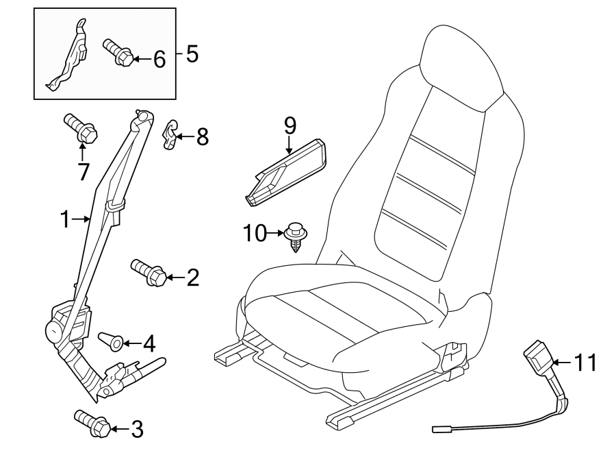 Передние сидения ремни